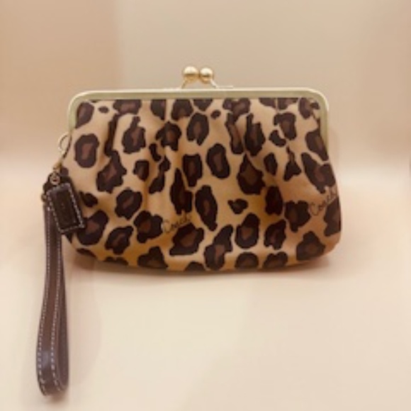 Coach Handbags - Coach Cheetah Kisslock Wrislett/Clutch